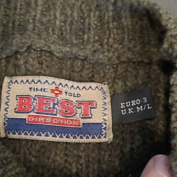 Time Told Best Oversized Olive and Cream Sweater with Pocket - Picture 7 of 8